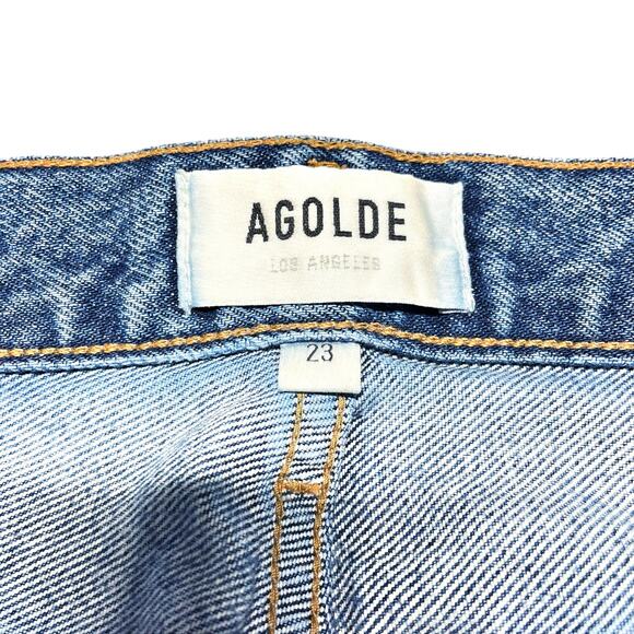 AGOLDE Riley High Rise Straight Crop Jean in Emulsion Wash Size 23 Ripped Hems - Picture 8 of 9